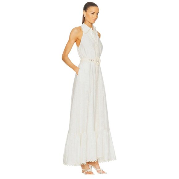 HEMANT AND NANDITA Tora Long Belt Buckle Dress in White X-Small New Maxi Gown - Picture 4 of 13